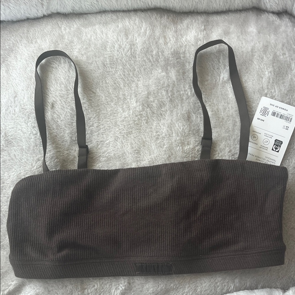 Athleta Brown Ribbed Bandeau Bralette